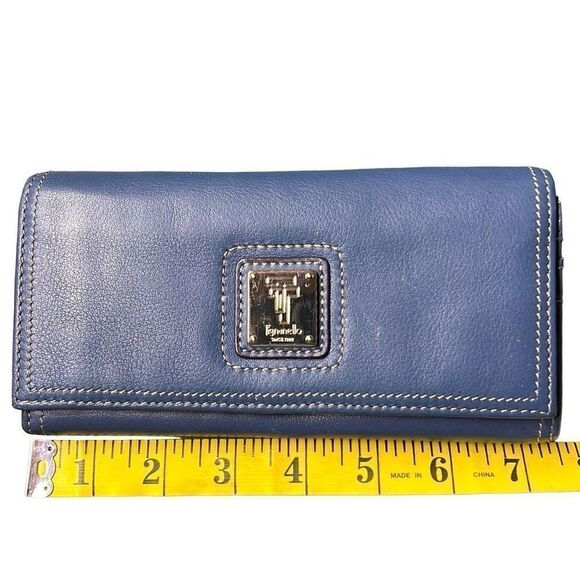 Tignanello Women's Blue Genuine Leather Floral Shoulder Handbag With Wallet Set - Picture 5 of 15